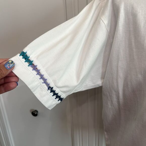 Johnny Was Crochet Ccrewneck‎ Tee Cotton Large - Picture 4 of 8